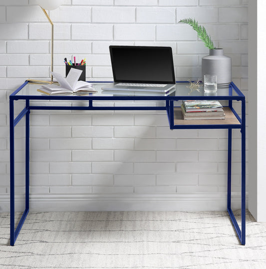 Yasin Blue & Glass Desk - ATL FURNITURE