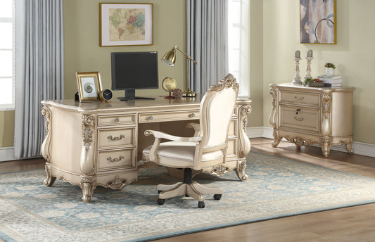 Gorsedd Fabric & Antique White Executive Office Chair - ATL FURNITURE