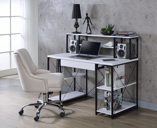 Amiel White & Black Desk - ATL FURNITURE