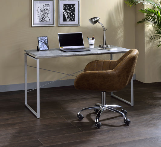 Jurgen Faux Concrete & Silver Desk - ATL FURNITURE