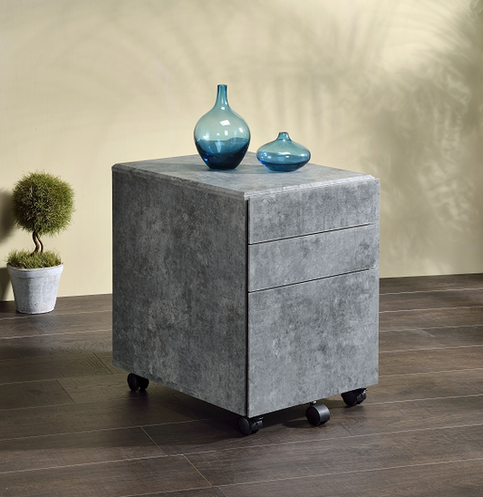 Jurgen Faux Concrete & Silver File Cabinet - ATL FURNITURE