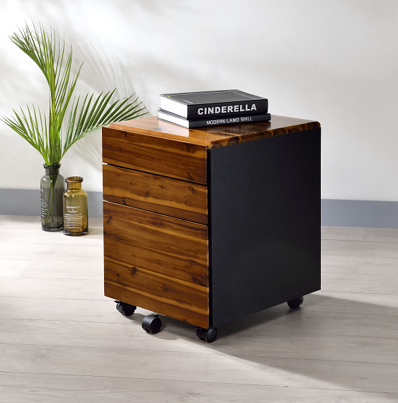 Jurgen Oak & Black File Cabinet - ATL FURNITURE