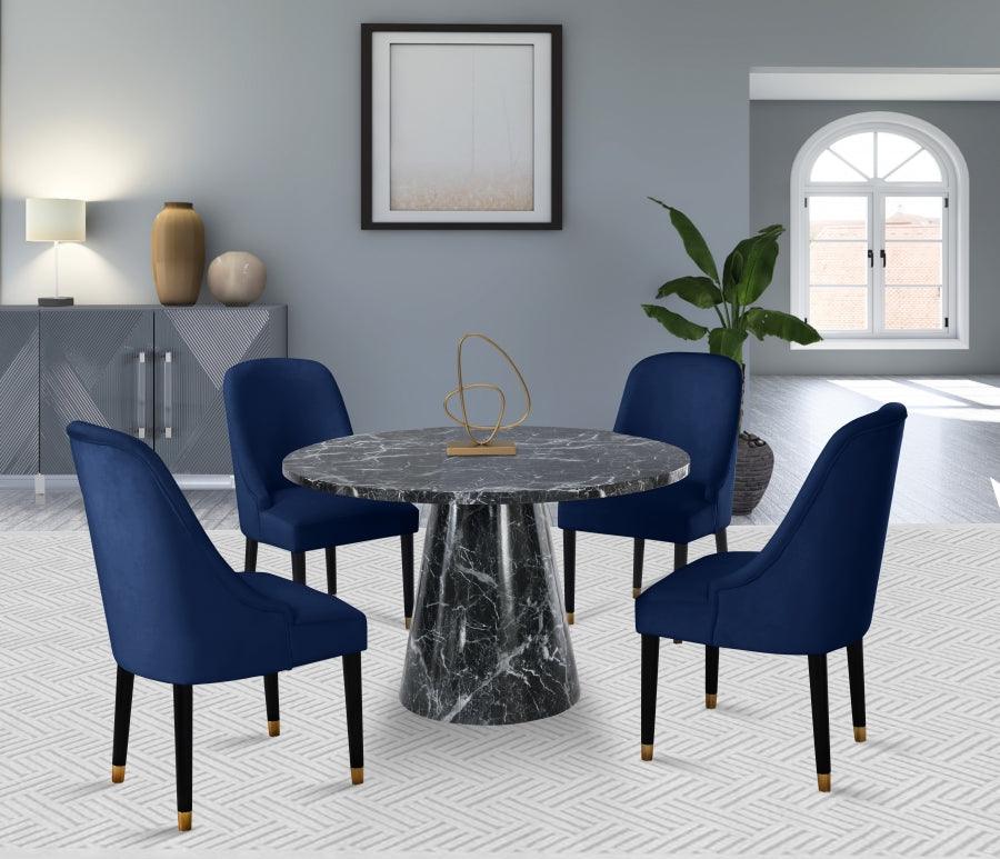 Meridian Furniture - Omni Velvet Dining Chair Set Of 2 In Navy - 923Navy-C - ATL FURNITURE