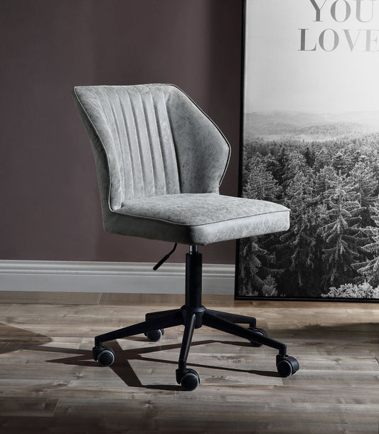 Pakuna Vintage Gray PU & Black Office Chair - ATL FURNITURE