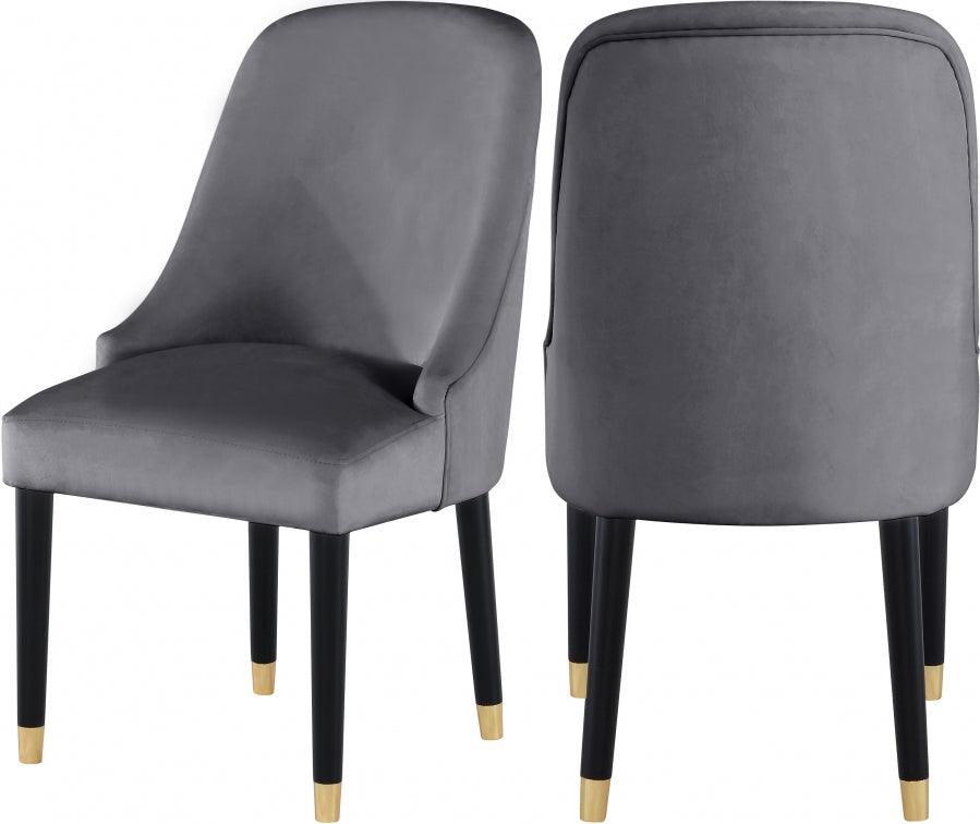 Meridian Furniture - Omni Velvet Dining Chair Set Of 2 In Grey - 923Grey-C - ATL FURNITURE