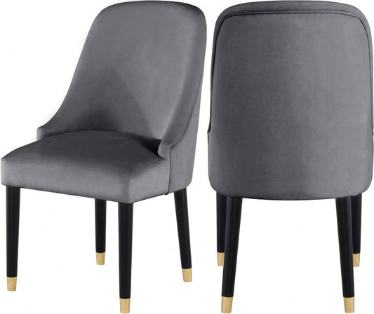 Meridian Furniture - Omni Velvet Dining Chair Set Of 2 In Grey - 923Grey-C - ATL FURNITURE