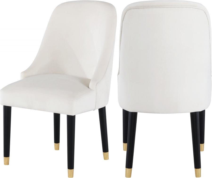 Meridian Furniture - Omni Velvet Dining Chair Set Of 2 In Cream - 923Cream-C - ATL FURNITURE