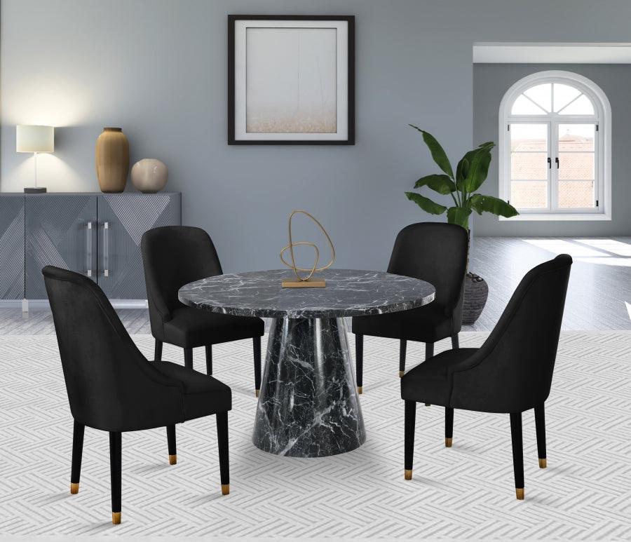 Meridian Furniture - Omni Velvet Dining Chair Set Of 2 In Black - 923Black-C - ATL FURNITURE