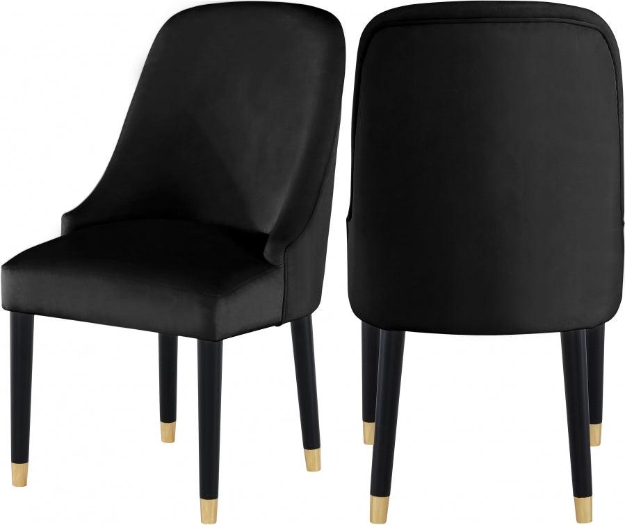 Meridian Furniture - Omni Velvet Dining Chair Set Of 2 In Black - 923Black-C - ATL FURNITURE