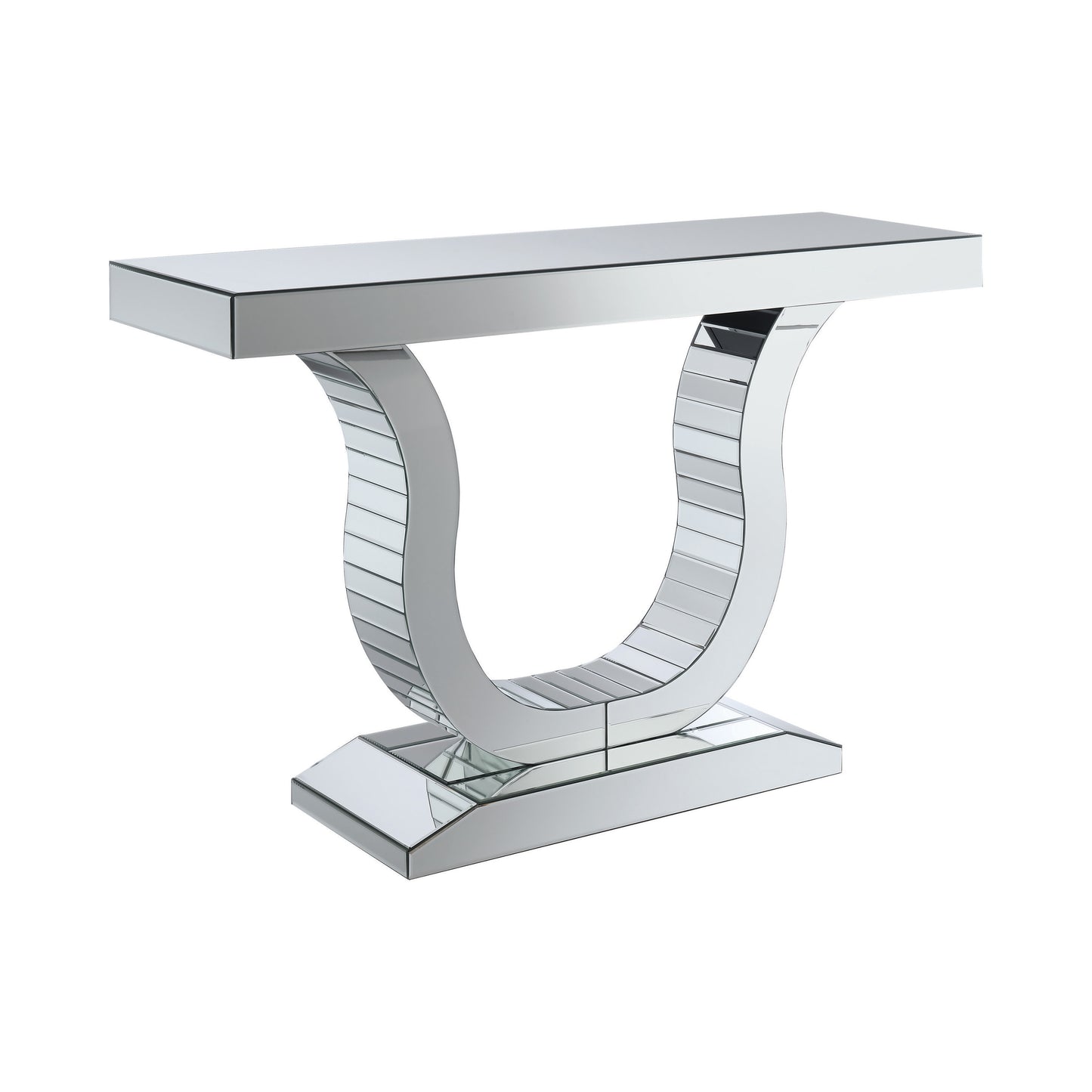 Saanvi U-shaped Mirrored Entryway Console Table Silver