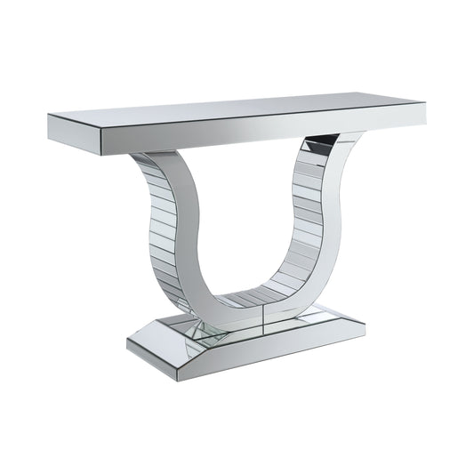 Saanvi U-shaped Mirrored Entryway Console Table Silver