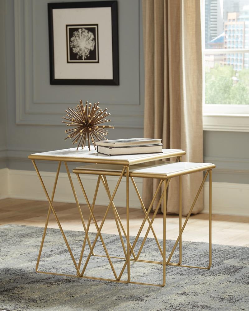 Modern Marble and Gold Nesting Tables - ATL FURNITURE