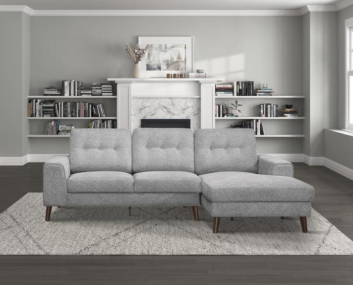 Homelegance - Alexia 2 Piece Sectional With Right Chaise In Gray - 9300Gy*Sc - ATL FURNITURE