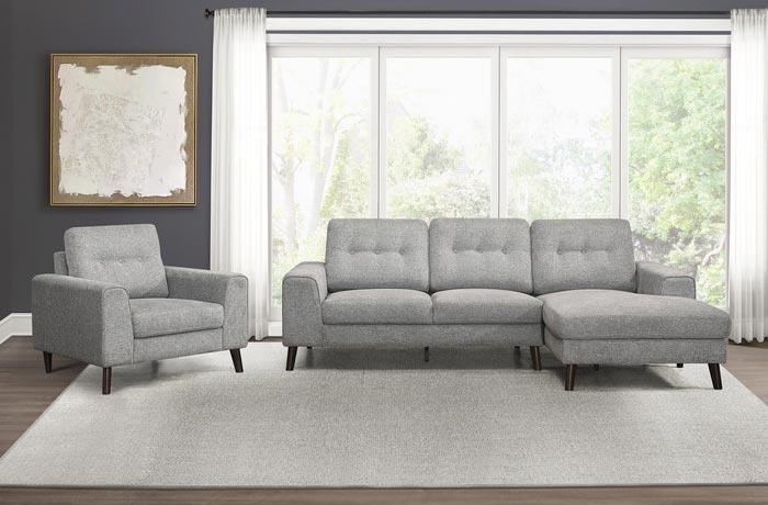 Homelegance - Alexia 2 Piece Sectional With Right Chaise In Gray - 9300Gy*Sc - ATL FURNITURE