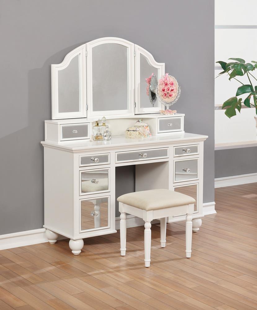 Transitional Beige and White Vanity Set - ATL FURNITURE