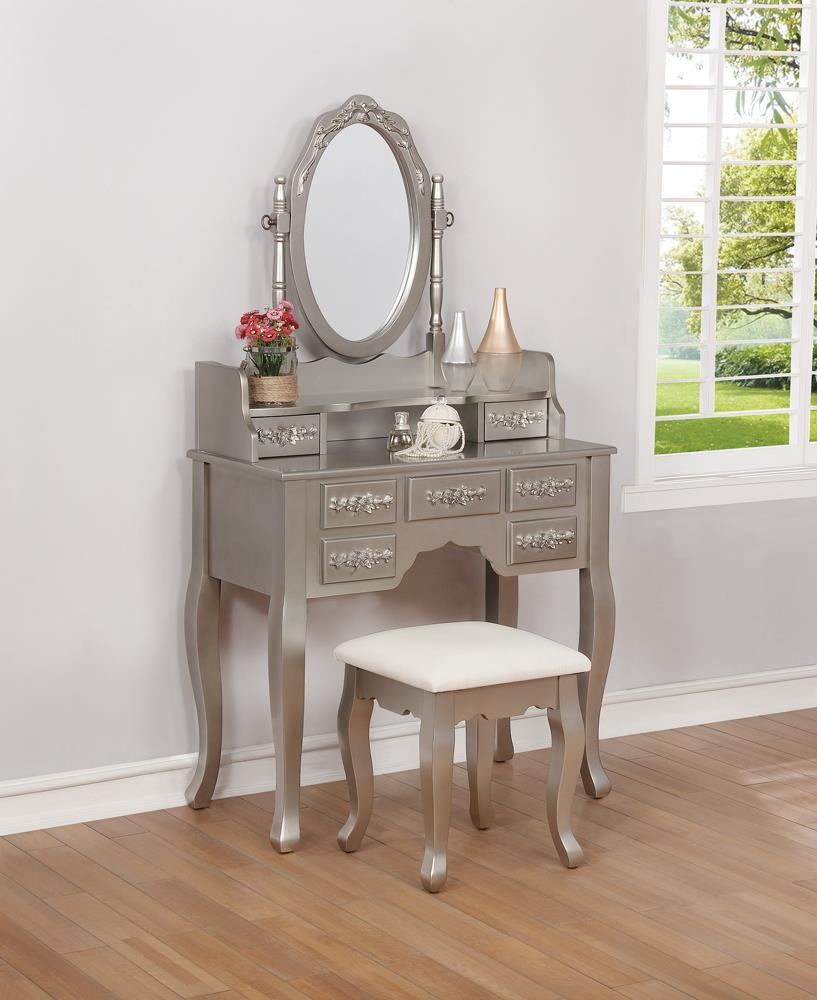 G930137 Contemporary Metallic Silver Vanity Set - ATL FURNITURE