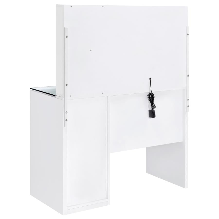 Flora 2-Drawer Vanity Set With Led Mirror White High Gloss
