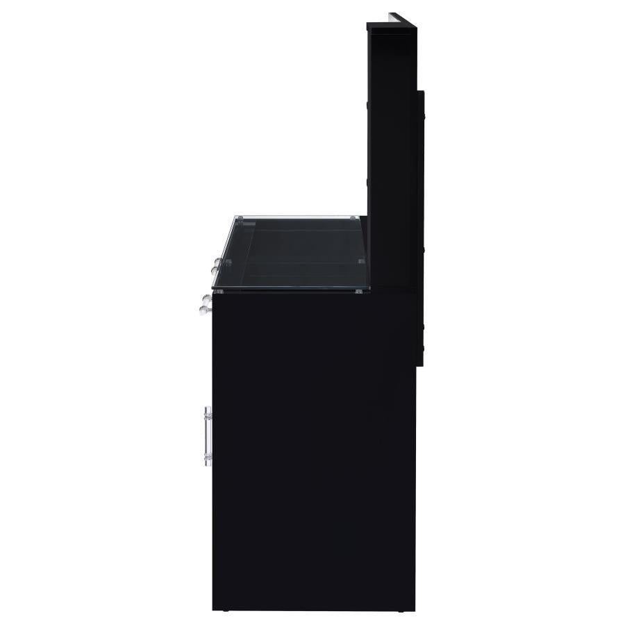 Flora 2-Drawer Vanity Set With Led Mirror Black High Gloss