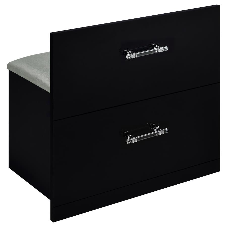 Flora 2-Drawer Vanity Set With Led Mirror Black High Gloss
