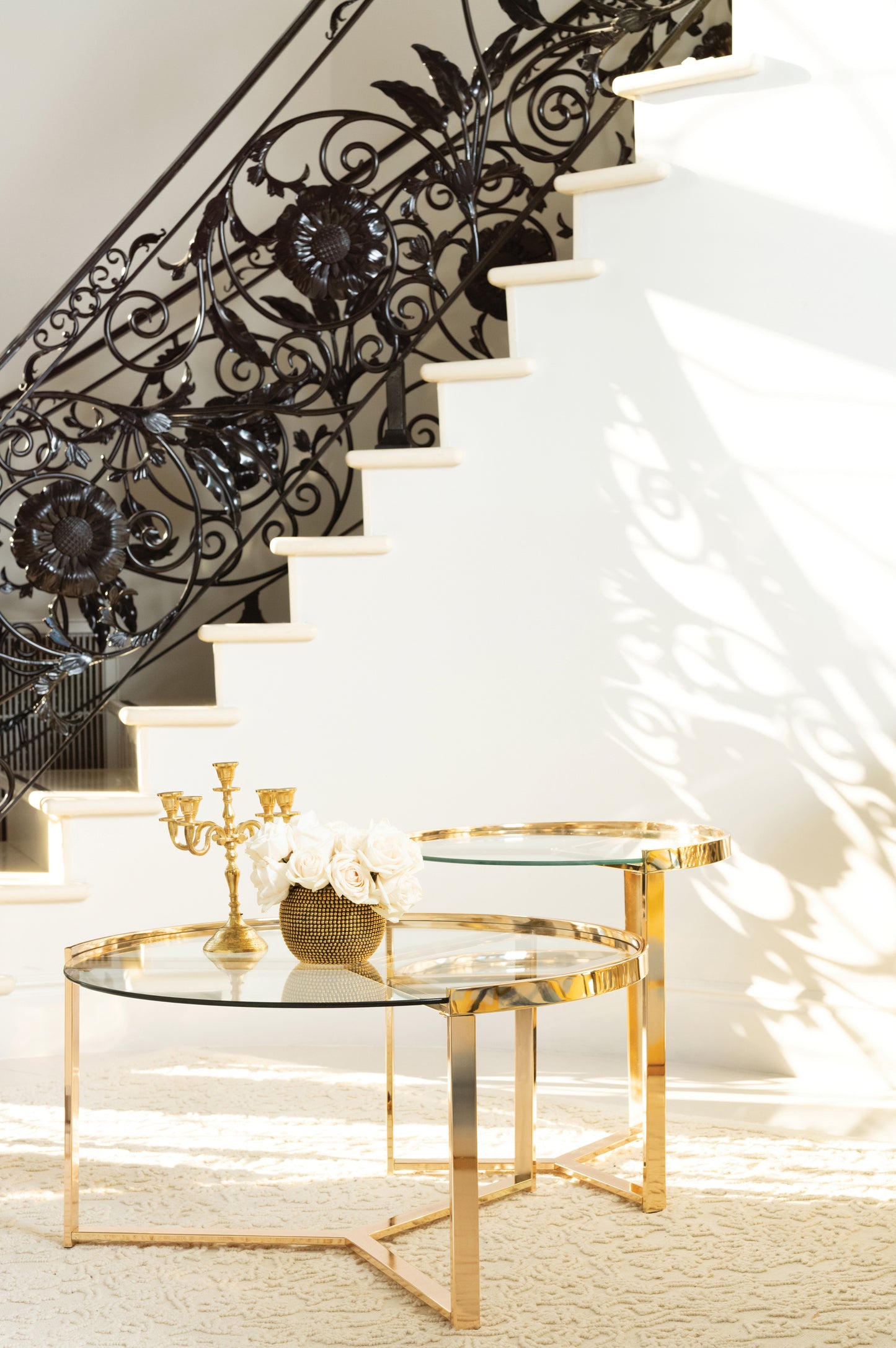 Delia 2-piece Round Nesting Table Clear and Gold