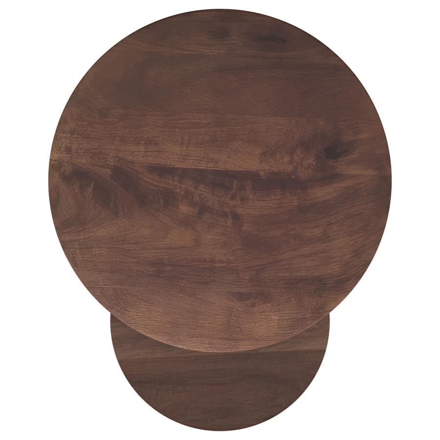 Yency 2-Piece Round Mango Wood Nesting Table Set Dark Brown Mango
