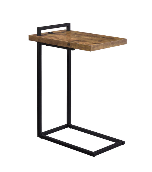 Maxwell C-shaped Side Table USB Charging Rustic Nutmeg