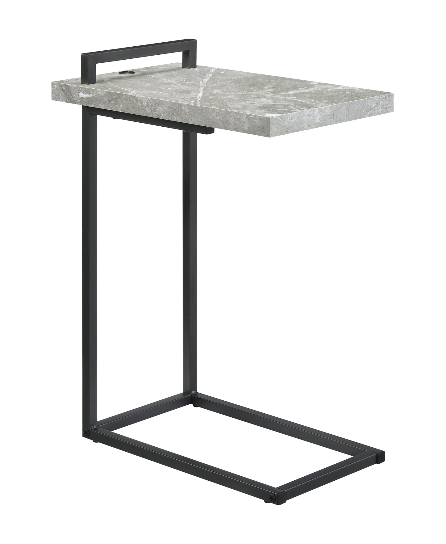 Maxwell C-shaped Side Table USB Charging Grey Faux Marble
