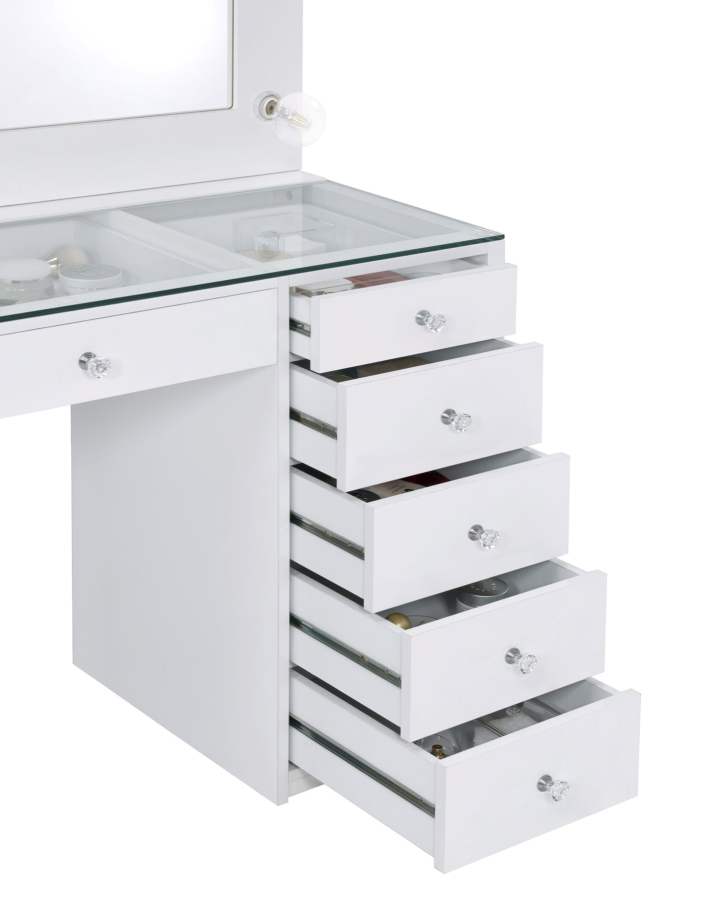 Acena 7-drawer Vanity Set with Lighting White High Gloss