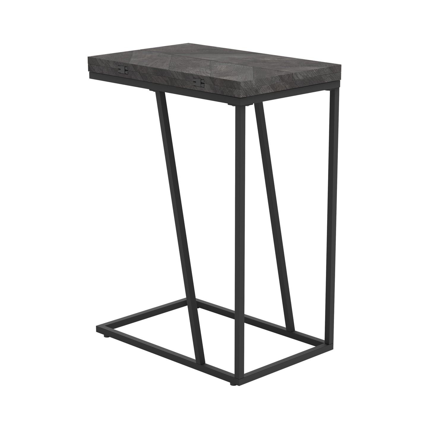 Carly Expandable Engineered Wood C-Shaped Side Table Grey