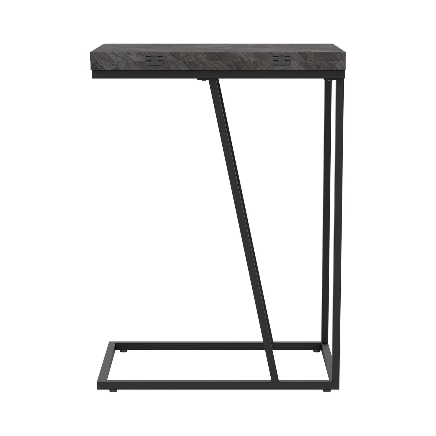 Carly Expandable Engineered Wood C-Shaped Side Table Grey