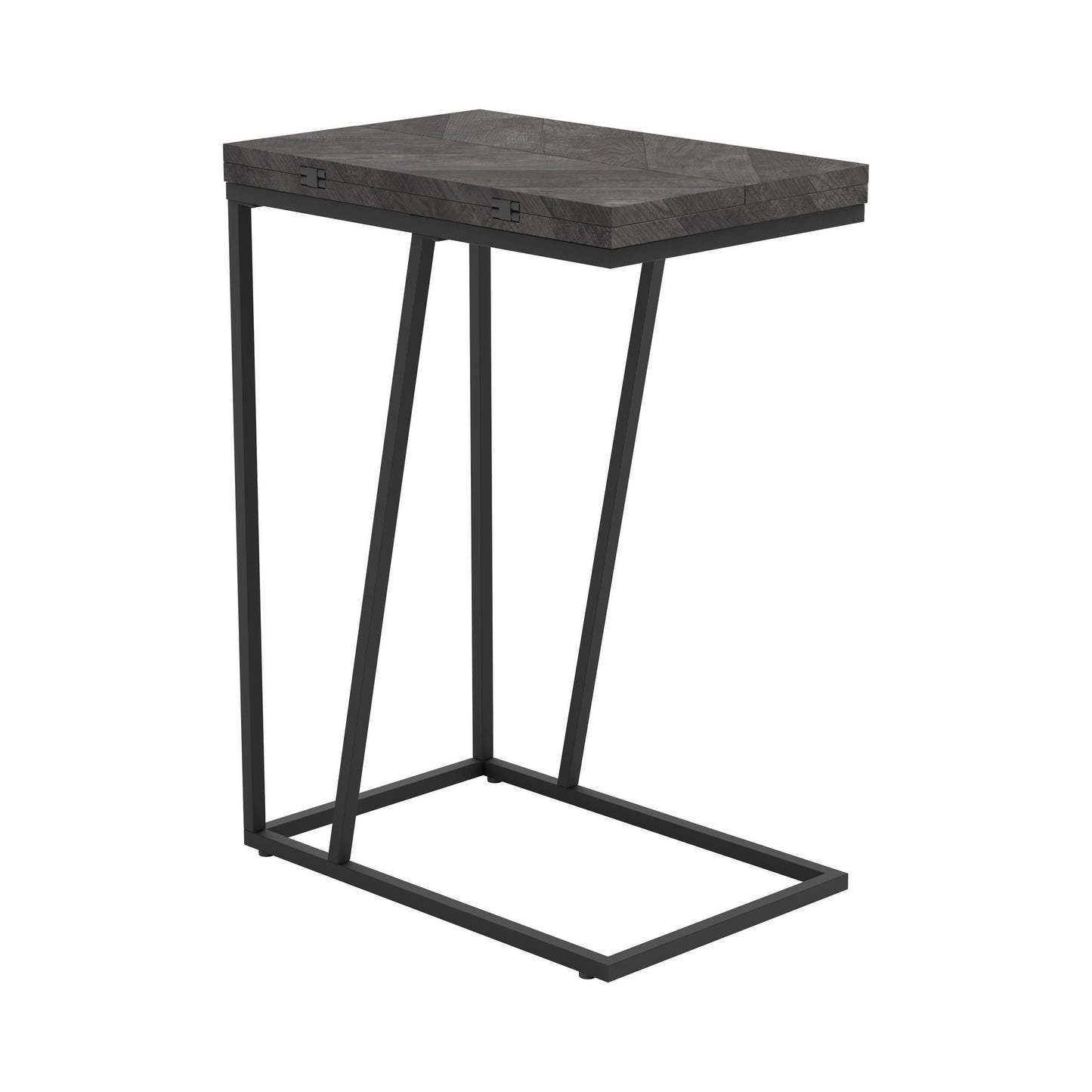 Carly Expandable Engineered Wood C-Shaped Side Table Grey
