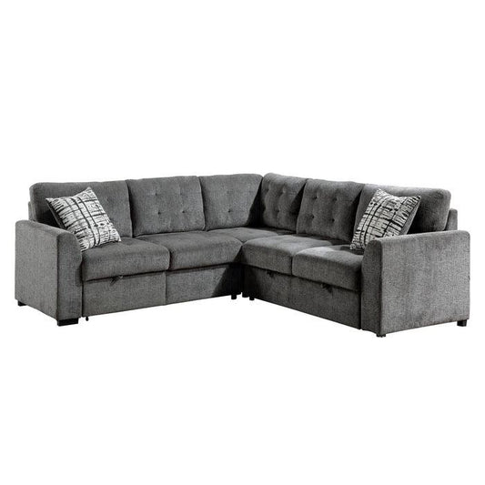 Homelegance - Lanning 3-Piece Sectional With Pull-Out Bed And Pull-Out Ottoman In Gray - 9311Gy*Sc - ATL FURNITURE