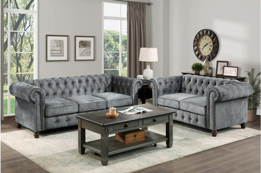 Homelegance - Welwyn 2 Piece Sofa Set In Dark Gray - 9326Dg-3-2 - ATL FURNITURE