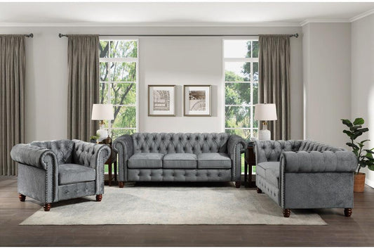 Homelegance - Welwyn 3 Piece Sofa Set In Dark Gray - 9326Dg-3-2-1 - ATL FURNITURE