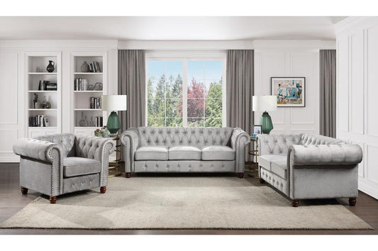 Homelegance - Welwyn 3 Piece Sofa Set In Gray - 9326Gy-3-2-1 - ATL FURNITURE