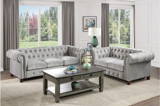 Homelegance - Welwyn 2 Piece Sofa Set In Gray - 9326Gy-3-2 - ATL FURNITURE