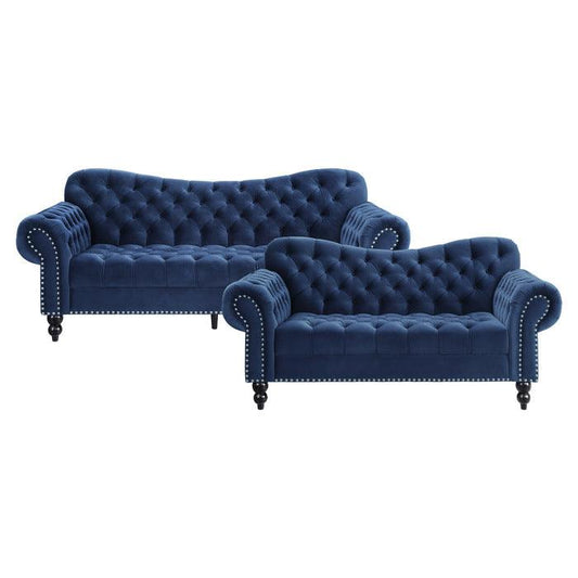 Homelegance - Rosalie 2 Piece Sofa Set In Navy Blue - 9330Bu*2 - ATL FURNITURE