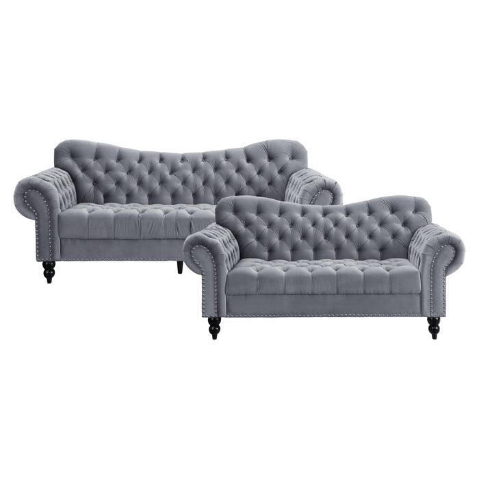 Homelegance - Rosalie 2 Piece Sofa Set In Dark Gray - 9330Dg*2 - ATL FURNITURE