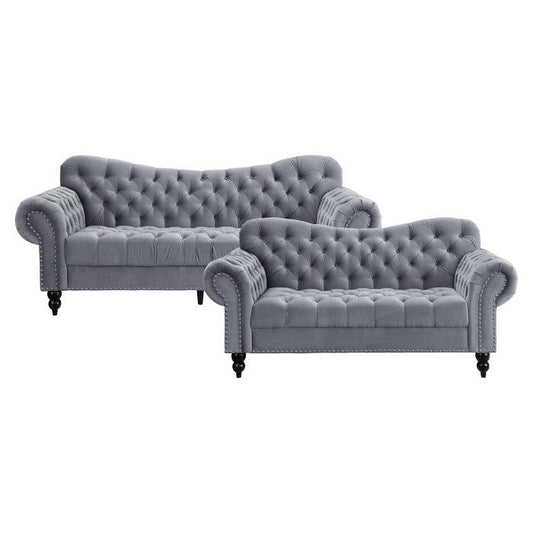 Homelegance - Rosalie 2 Piece Sofa Set In Dark Gray - 9330Dg*2 - ATL FURNITURE