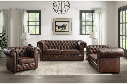 Homelegance - Tiverton 3 Piece Living Room Set In Brown - 9335Brw-3-2-1 - ATL FURNITURE