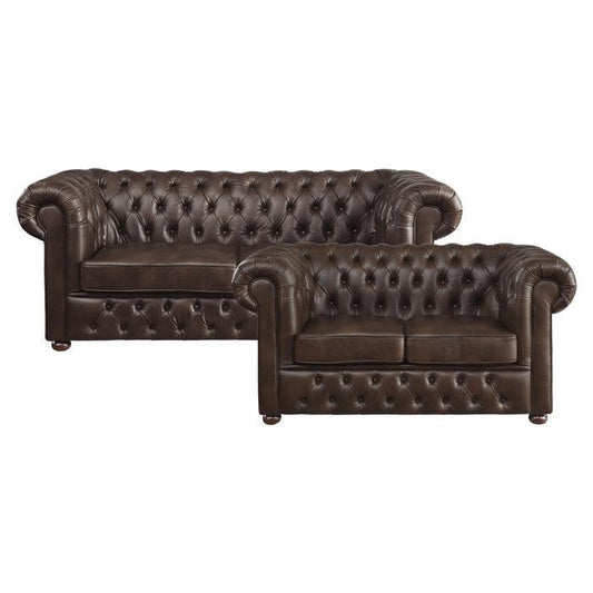 Homelegance - Tiverton 2 Piece Sofa Set In Brown - 9335Brw*2 - ATL FURNITURE