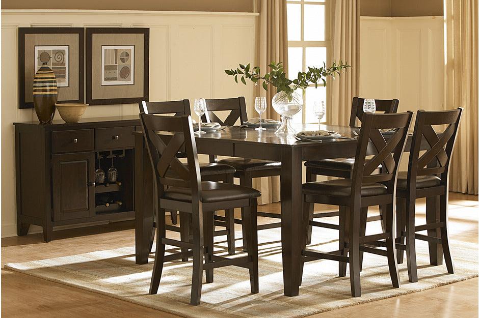 Homelegance - Crown Point 7 Piece Counter Height Table Set In Warm Merlot - 1372-36-7Set - ATL FURNITURE