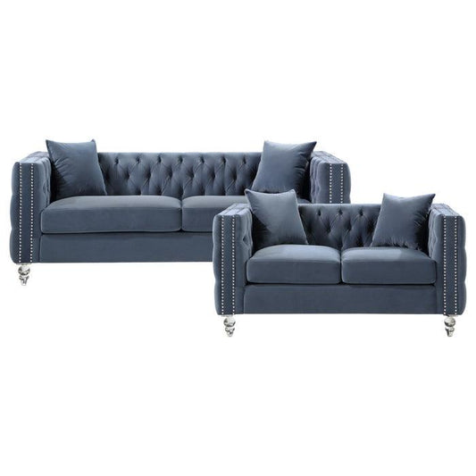 Homelegance - Orina 2 Piece Living Room Set In Blue - 9349Dbu*2 - ATL FURNITURE