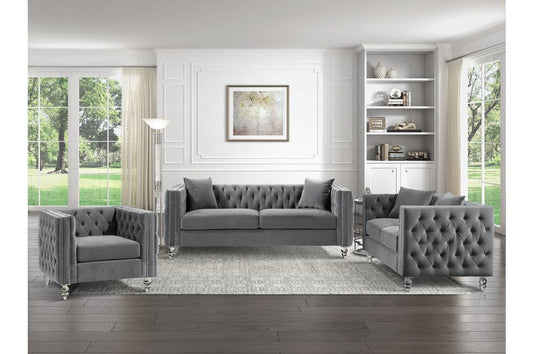 Homelegance - Orina 3 Piece Living Room Set In Gray - 9349Gry-3-2-1 - ATL FURNITURE