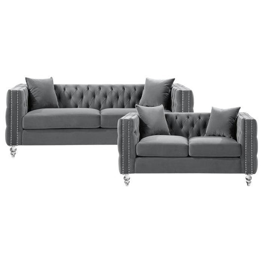 Homelegance - Orina 2 Piece Living Room Set In Gray - 9349Gry*2 - ATL FURNITURE