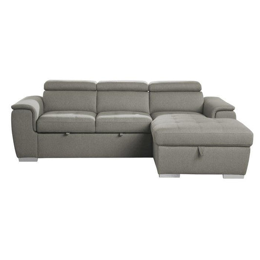 Homelegance - Berel 2-Piece Sectional With Pull-Out Bed And Adjustable Headrests In Brown - 9355Br*22Lrc - ATL FURNITURE