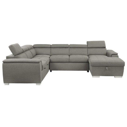 Homelegance - Berel 4-Piece Sectional With Pull-Out Bed And Adjustable Headrests In Brown - 9355Br*42Lrc - ATL FURNITURE