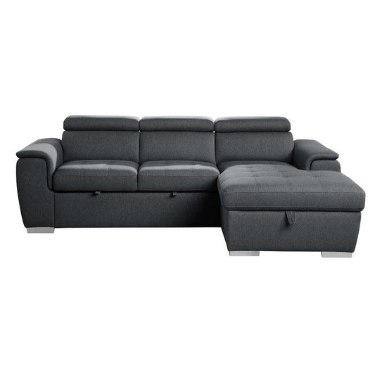 Homelegance - Berel 2-Piece Sectional With Pull-Out Bed And Adjustable Headrests In Charcoal - 9355Cc*22Lrc - ATL FURNITURE