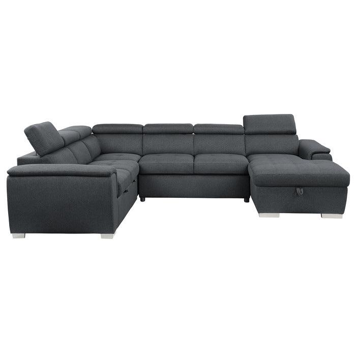 Homelegance - Berel 4-Piece Sectional With Pull-Out Bed And Adjustable Headrests In Charcoal - 9355Cc*42Lrc - ATL FURNITURE