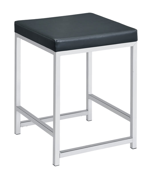 Afshan Upholstered Square Padded Vanity Stool Chrome